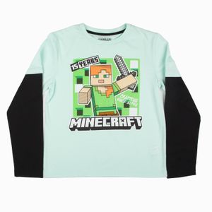 Polera Manga Larga Niña Doble Manga Verde Minecraft