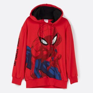 Poleron Con Gorro Niño Cara Spiderman Rojo Marvel