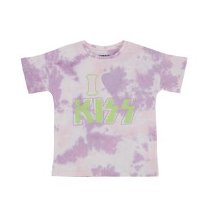 Polera Manga Corta Niña Corazon Lila Kiss