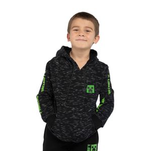 Poleron Cerrado Niño Logo Creeper Negro Minecraft